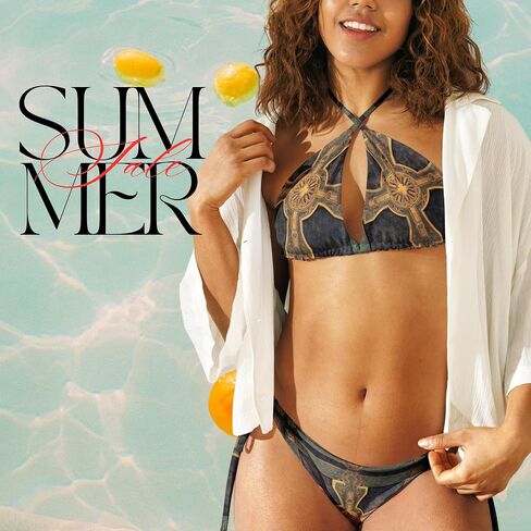 STAR POLKA DOT Bikini Set-Triangle String Swimsuit للنساء-بدلة السباحة السوداء والأسود من قطعتين-ملابس السباحة العصرية 2025-مجموعات بيكيني مطبوعة واحدة من XS للنساء in Kuwait