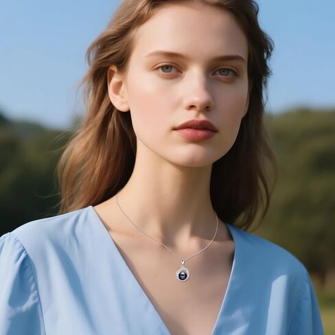 poplyke pearl moonstone opal قلادات لؤلؤة أسود للنساء 925 الفضة الاسترليني الفضية المفردة لؤلؤة قلادة 8 مم مجوهرات للأحجار الكريمة لأمي زوجة in Saudi Arabia
