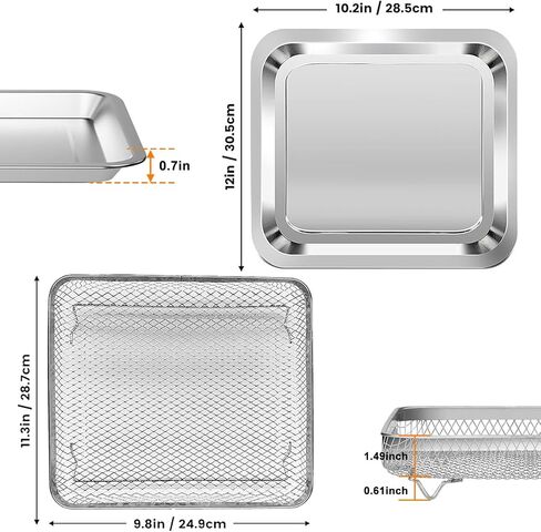 GWY Air Fryer Tray Set for Emeril Lagasse Everyday 360 Air Fryer 12''×10'' and 11.7''×9.7'' Steel Non-stick Air Fryer Accessories Grill Pan Crisper Plate Replacement Parts in Kuwait