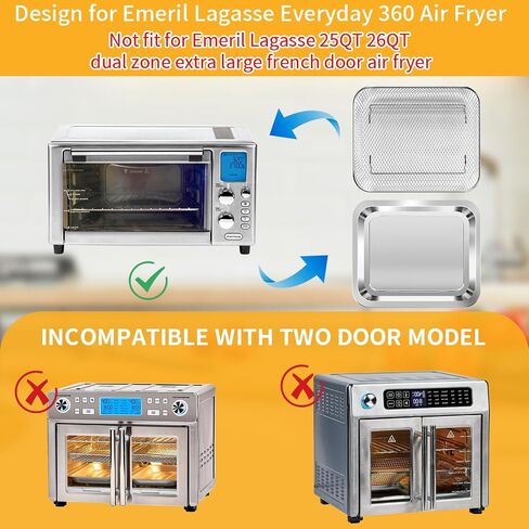 GWY Air Fryer Tray Set for Emeril Lagasse Everyday 360 Air Fryer 12''×10'' and 11.7''×9.7'' Steel Non-stick Air Fryer Accessories Grill Pan Crisper Plate Replacement Parts in Kuwait
