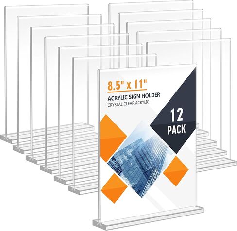 Acrylic Sign Holder 8.5 x 11, Double Sided Sign Holder Stand, Plastic Sign Holder 8.5 x 11 Standing, 6 Pack Table Paper Holder, Vertical Menu Flyer Stand, T Shape Table Flyer Holder 8.5 x 11 in Saudi Arabia
