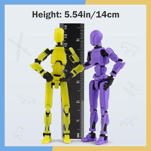 Pre-Assembly 3Pack 3D Printed 5.54'' Stick 13 Action Figure, Multi-Jointed Luck13, Articulated T13 Desktop Decoration, Abundant Accessories, Best Birthday Festival Gift in Saudi Arabia