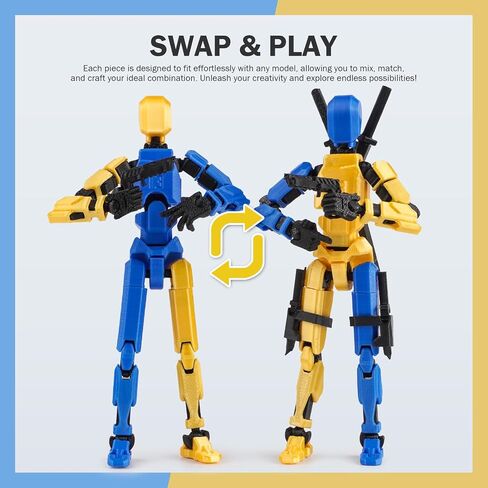 Pre-Assembly 3Pack 3D Printed 5.54'' Stick 13 Action Figure, Multi-Jointed Luck13, Articulated T13 Desktop Decoration, Abundant Accessories, Best Birthday Festival Gift in Saudi Arabia