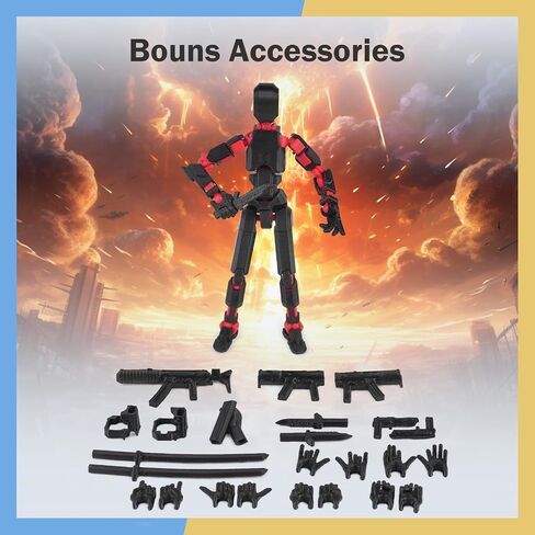 Pre-Assembly 3Pack 3D Printed 5.54'' Stick 13 Action Figure, Multi-Jointed Luck13, Articulated T13 Desktop Decoration, Abundant Accessories, Best Birthday Festival Gift in Saudi Arabia