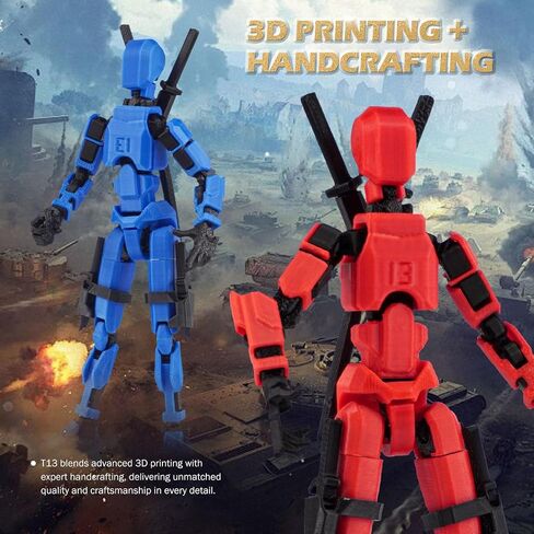 Pre-Assembly 3Pack 3D Printed 5.54'' Stick 13 Action Figure, Multi-Jointed Luck13, Articulated T13 Desktop Decoration, Abundant Accessories, Best Birthday Festival Gift in Saudi Arabia