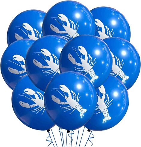 12 Count Lobster Balloons Standard size 12" Birthday Party Balloons Latex, Seafood Boil Party, Surf and Turf Theme Event Party Decorations, Lobster Party, Crawfish Balloons (Red & White) in Saudi Arabia