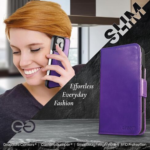 Dreem Real Leather Magnetic Detachable Wallet Case for iPhone 17 Pro in Saudi Arabia
