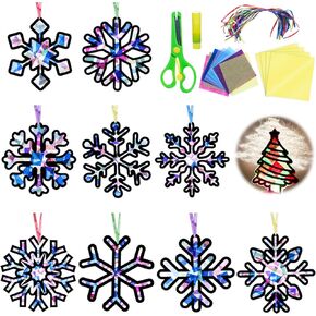 EggSun 36 Sets Christmas Tree Suncatchers Craft Kit for Kids Ornaments Stained Glass Christmas Window Arts and Crafts Kit for Classroom Holiday Projects Home Party Favors Decorations Ages 4 8 12 in Kuwait