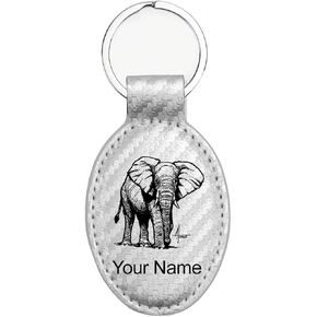 LaserGram Oval Keychain, African Elephant, Personalized Engraving Included in Kuwait
