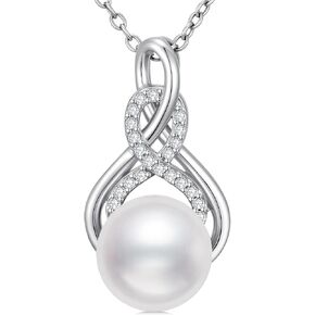 ZBA Real Diamond Dainty Necklace Infinity Pendant, White Gold Plated 925 Sterling Silver Pendant Necklace for Women Fine Jewelry Anniversary Birthday Gifts for Her 20" (F-G, SI1-SI2) in Kuwait