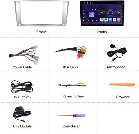 Android 13 Car Radio Stereo Toyota Camry 2006 2007 2008 2008 2010 2011 Carplay Wireless Carplay Andriod Auto 2G+64G مع SWC WiFi GPS Mavigation DSP BT FM مع كاميرا احتياطية in Kuwait