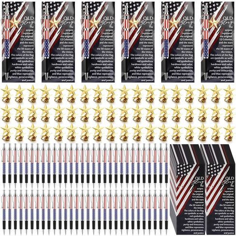 72 PCS هدايا مخضرمة الجزء الأكبر 24 أمريكان العلم الأملس الأقلام الوطنية الأقلام دبابيس صاخبة للبصيرة 24 مرجعية للولايات المتحدة الأمريكية هدايا للأجانب الكنسية المخضرمة الحزب الوطني اللوازم اللوازم in Kuwait