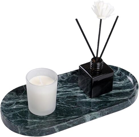 Emerald Green Marble Tray | Bathroom Jewelry Organizer | Spa-Quality Perfume Tray for Dresser, Nightstand, Makeup Table | Natural Stone & Non-Slip Base,9.8"x4.7"x0.6" in Saudi Arabia