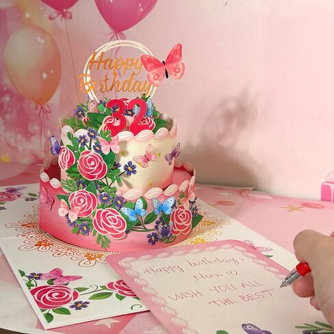 4BO Pop Up Mothers Day Cards, Cherry Blossom 3D Flower, Birthday Cards Pop Up for Women, Wife, Mom, Grandma, Cherry Tree, Bicycle Love, Anniversary Pop Up Card in Saudi Arabia