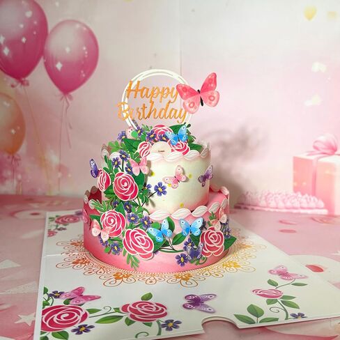 4BO Pop Up Mothers Day Cards, Cherry Blossom 3D Flower, Birthday Cards Pop Up for Women, Wife, Mom, Grandma, Cherry Tree, Bicycle Love, Anniversary Pop Up Card in Saudi Arabia