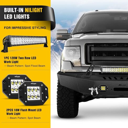 Nilight الخلفية الخطوة المصد لعام 2005 2006 2007 2008 2009 2010 2011 2012 2013 2014 2015 Toyota Tacoma Pickup Pickup Truck Solded Black Solid Steel Off-Road 18W Rings D-Rings in Kuwait