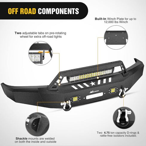 Nilight الخلفية الخطوة المصد لعام 2005 2006 2007 2008 2009 2010 2011 2012 2013 2014 2015 Toyota Tacoma Pickup Pickup Truck Solded Black Solid Steel Off-Road 18W Rings D-Rings in Kuwait