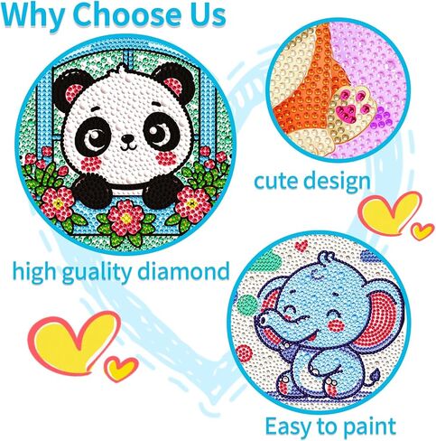 5D Diamond Art Kit for Kids Beginners, 6 Pack Cute Animals Diamond Painting Kits For kids 6-7-8-12, Full Round Drill Big Gem Art for Kids, Diamond Arts And Crafts Sets, Home Wall Decoration 6X6 inch in Saudi Arabia
