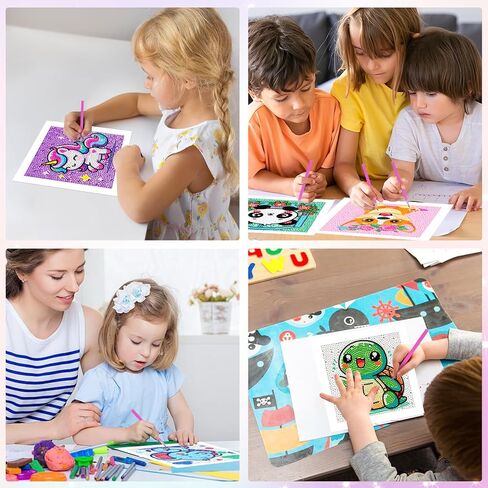 5D Diamond Art Kit for Kids Beginners, 6 Pack Cute Animals Diamond Painting Kits For kids 6-7-8-12, Full Round Drill Big Gem Art for Kids, Diamond Arts And Crafts Sets, Home Wall Decoration 6X6 inch in Saudi Arabia