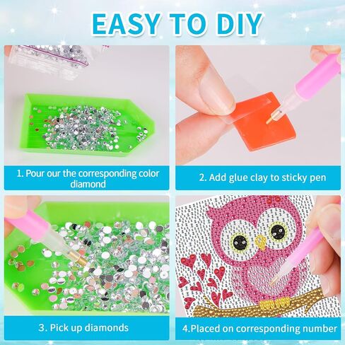 5D Diamond Art Kit for Kids Beginners, 6 Pack Cute Animals Diamond Painting Kits For kids 6-7-8-12, Full Round Drill Big Gem Art for Kids, Diamond Arts And Crafts Sets, Home Wall Decoration 6X6 inch in Saudi Arabia