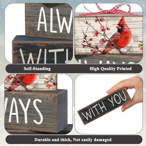 4 Pcs Bible Verse Wooden Sign Inspirational Christian Table Decor Cardinal Bird Rustic Farmhouse Trust Block Sign Gifts for Pastor Christian Mother Day Decor(White,Pray) in Saudi Arabia