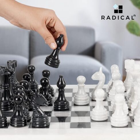 Radicaln Marble Chess Set with Storage Box 15 Inches White and Green Onyx Handmade Board Game 2 Player Classic Chess Sets for Adults- 1 Chess Board & 32 Chess Pieces - Chess Game in Saudi Arabia
