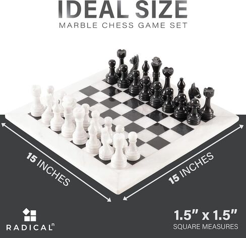 Radicaln Marble Chess Set with Storage Box 15 Inches White and Green Onyx Handmade Board Game 2 Player Classic Chess Sets for Adults- 1 Chess Board & 32 Chess Pieces - Chess Game in Saudi Arabia