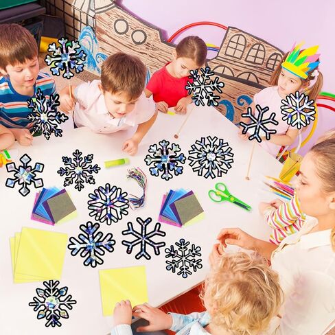 EggSun 36 Sets Christmas Tree Suncatchers Craft Kit for Kids Ornaments Stained Glass Christmas Window Arts and Crafts Kit for Classroom Holiday Projects Home Party Favors Decorations Ages 4 8 12 in Kuwait