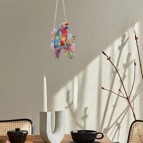 TDFERAN Diamond Painting Pendant DIY A Pair of Owls Diamond Art Decoration Kit Window Pendant, Gem Art Wall Home Window Decoration Adult Digital Painting Women Crafts Hobby in Kuwait