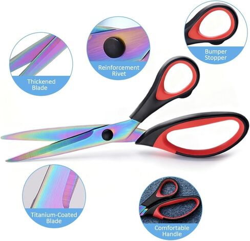 Titanium Coating Sewing Scissors Bundle, Professional Fabric Scissors Set, Ultra-Sharp Stainless Steel Blades, Ergonomic Handle, Great for Tailor, Embroidery, Craft, 9.1"/8.4"/5.5"/4.4" in Saudi Arabia
