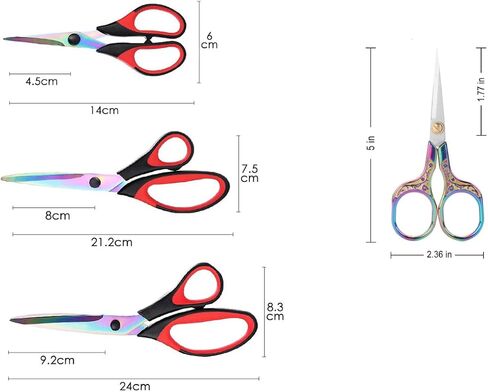 Titanium Coating Sewing Scissors Bundle, Professional Fabric Scissors Set, Ultra-Sharp Stainless Steel Blades, Ergonomic Handle, Great for Tailor, Embroidery, Craft, 9.1"/8.4"/5.5"/4.4" in Saudi Arabia