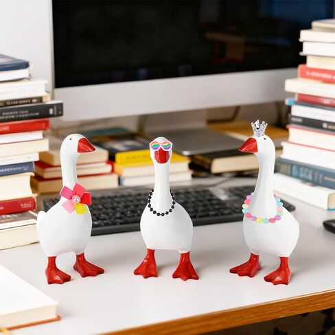 15pcs 7in Desk Goose Outfits, Mini Porch Goose Accessories with Sunglasses Camera Pendant Necklaces Collar Heart Star Gold Chain Fun Clothes Costume Set for Magnetic Table Geese Statue Decor in Saudi Arabia
