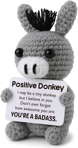 Funny Positive Badass Donkey Crochet Plush, Motivational Gift for Coworkers, Best Friends – Emotional Uplifting Support Small Cute Crochet Stuffed Animals for Women Men No Duck Potato Pickle Turtle in Kuwait