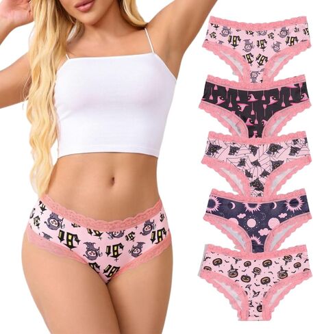 نساء 6pcs مثير الملابس الداخلية الدانتيل القوطية تقليم بيكينيات المحب سراويل داخلية داخلية للملابس الداخلية تنفس الجماجم undips طباعة in Saudi Arabia