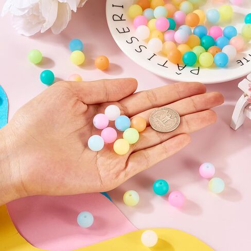 24pcs 15mm Glow in The Dark Round Beads Bulk with Paw Pattern Large Hole Luminous Acrylic Spacer Beads Crafts Bead for DIY Bracelets Necklaces Key Chains Crafts Jewelry Making in Saudi Arabia