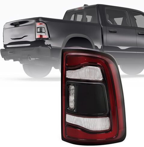 FIONE Tail Light Compatible with Dodge Ram 2500 3500 2019 2020 2021 2022 2023 Rear Light Without Blind Spot LED Type & Black Lens Chrome Right Passenger Side 68361718AD in Saudi Arabia