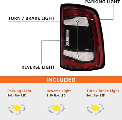 FIONE Tail Light Compatible with Dodge Ram 2500 3500 2019 2020 2021 2022 2023 Rear Light Without Blind Spot LED Type & Black Lens Chrome Right Passenger Side 68361718AD in Saudi Arabia
