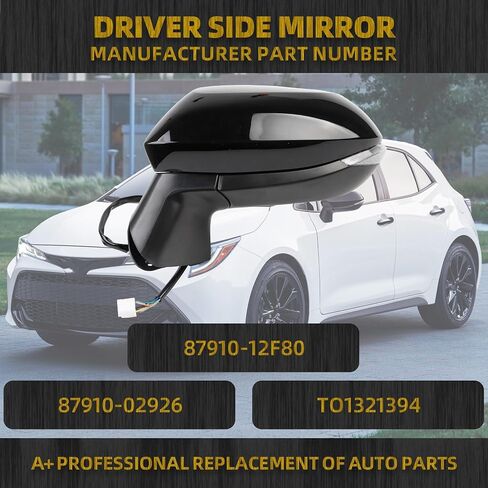 Dasbecan Passenger Side Door Mirror White Compatible with 2020-2025 Toyota Corolla SE& SE Heated w/Turn Signal Nightshade Right RearView Mirror Assembly Manual Fold Power Adjustment 6PINS #87910-12F80 in Saudi Arabia