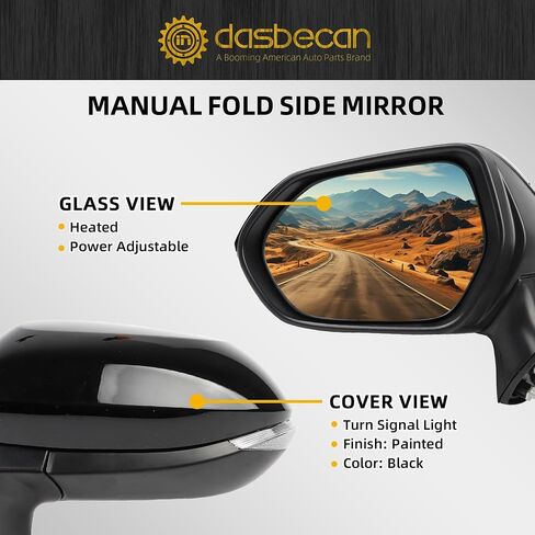 Dasbecan Passenger Side Door Mirror White Compatible with 2020-2025 Toyota Corolla SE& SE Heated w/Turn Signal Nightshade Right RearView Mirror Assembly Manual Fold Power Adjustment 6PINS #87910-12F80 in Saudi Arabia