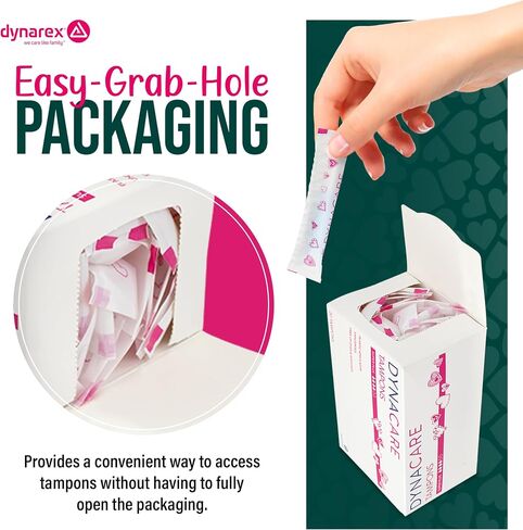 Dynarex Regular Tampons – Bulk Feminine Hygiene Product with Plastic Applicator – 6-Hour Protection – 9 Boxes, 225 Total Tampons in Saudi Arabia
