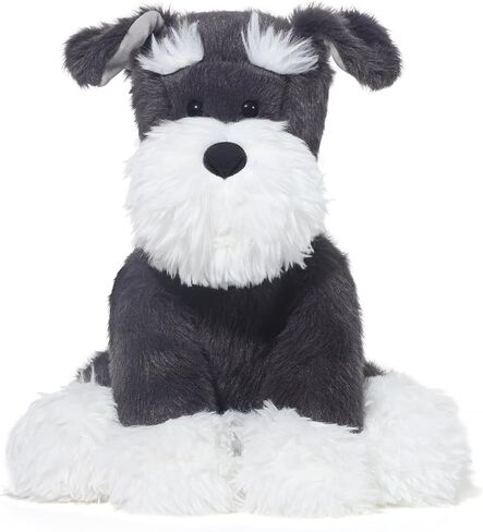 حيوانات محشوة Schnauzer Puppy Plush Toys 11 بوصة ناعمة وراحة الكلب الكلب للأولاد والبنات ، رمادي/أبيض in Saudi Arabia