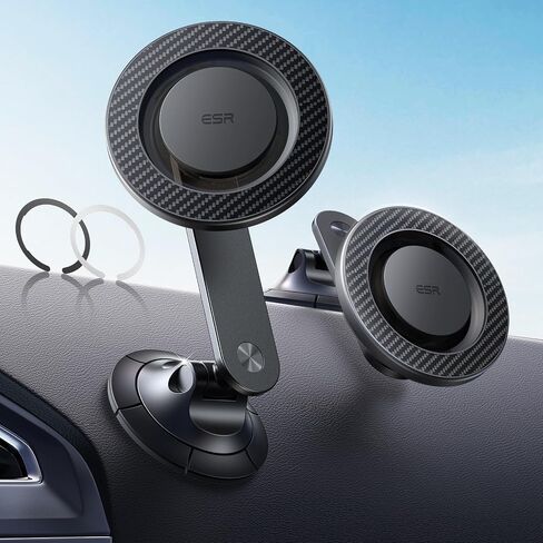 ESR Magnetic Car Mount (Halolock) ، متوافق مع Magsafe Car Mount ، حامل هاتف مغناطيسي للسيارة ، حامل هاتف تهوية الهواء لجهاز iPhone 16/15/14/13/12 ، Galaxy S25 ، شحن غير مدعوم ، أسود ، أسود in Kuwait