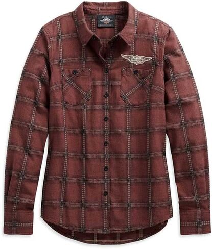 Harley-Davidson® Women's Script Font Plaid Shirt, 99117-20VW in Saudi Arabia