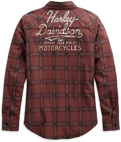 Harley-Davidson® Women's Script Font Plaid Shirt, 99117-20VW in Saudi Arabia