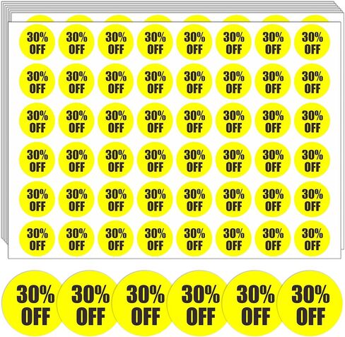 50% Percent Off Sticker for Retail Store 0.87 Inch(7/8 Inch) Circle Price Marker Tag Adhesive Labels Sale Colored Sticker - 1240 PCS in Saudi Arabia