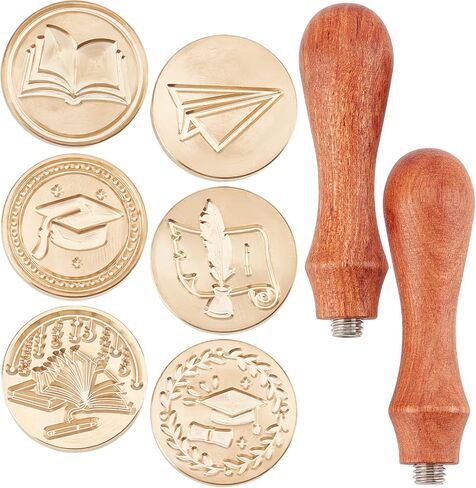 CRASPIRE Book Wax Seal Stamp Moon Retro Wood Handle 25mm Removable Brass Head for Party Invitation Envelope Greeting Card Wine Bottle Decoration in Saudi Arabia