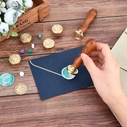 CRASPIRE Book Wax Seal Stamp Moon Retro Wood Handle 25mm Removable Brass Head for Party Invitation Envelope Greeting Card Wine Bottle Decoration in Saudi Arabia