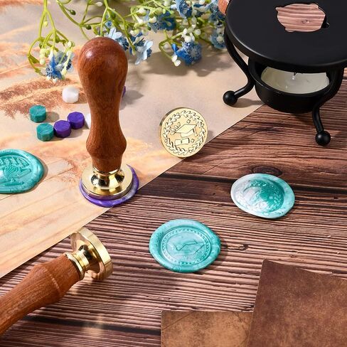 CRASPIRE Book Wax Seal Stamp Moon Retro Wood Handle 25mm Removable Brass Head for Party Invitation Envelope Greeting Card Wine Bottle Decoration in Saudi Arabia