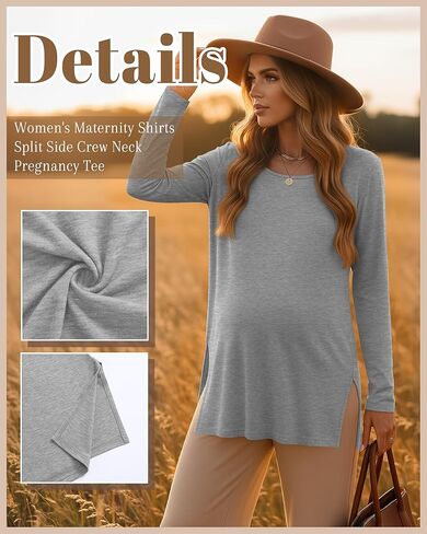RIYIPER 3 Pack Women's Gaternity Sleeve Dertts Round Dound Side Side Tops Tops Lourd in Kuwait