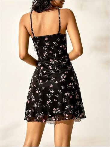 نساء الأزهار النسائية الخس تقليم كامي فستان مربع رقبة بلا أكمام in Kuwait